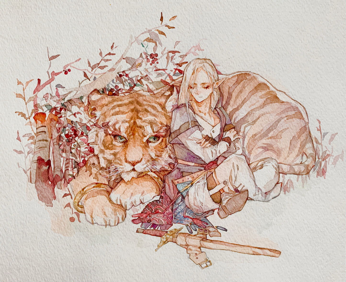 Elf And Tiger-My male oc (Post Card)